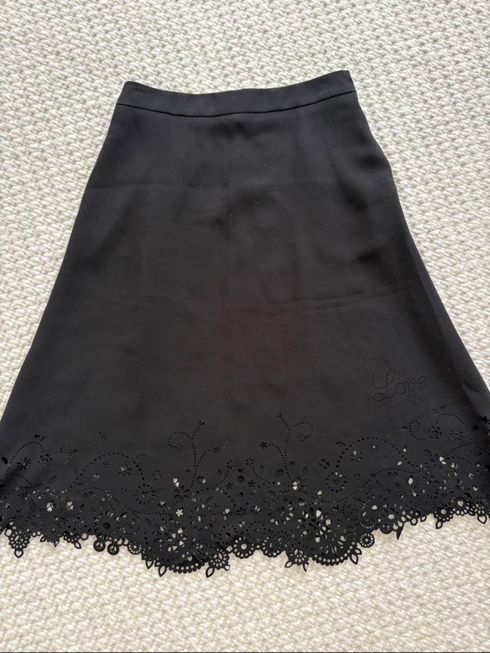 Love Moschino Classic Black A-Line Skirt with Laser-Cut Hem 4